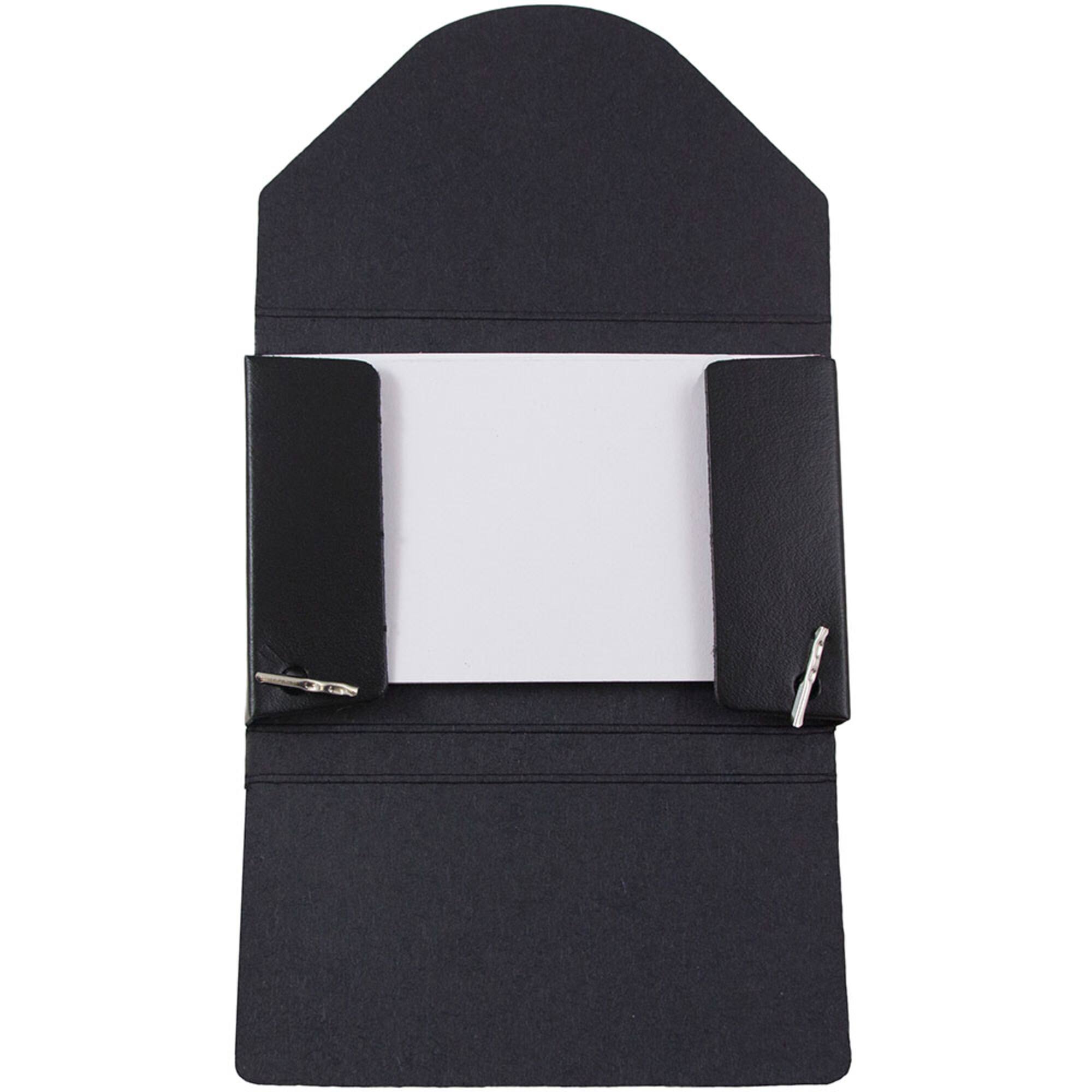 JAM Paper Black Chipboard Business Card Holder Case with Round Flap